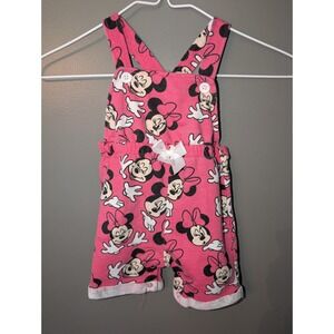 Disney Baby Girl's Minnie Mouse Sleeveless Romper Shorts Overalls Pink Size 12mo